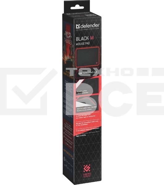 Игровой коврик DefenderBlack M 360x270x3 мм, ткань+резина