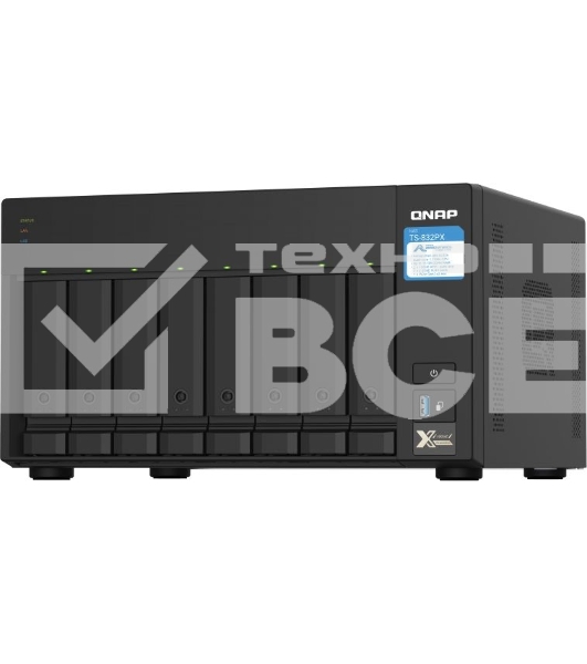 Сетевое хранилище без дисков SMB QNAP TS-832PX-4G 8-Bay NAS, AL324 64-bit quad-core 1.7GHz, 4GB DDR4 SODIMM RAM (up to 1x16 GB), 8 x 3.5