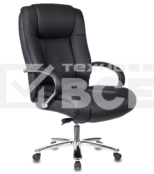 Кресло руководителя Бюрократ T-9925SL/BLACK черный, кожа, крестовина хром