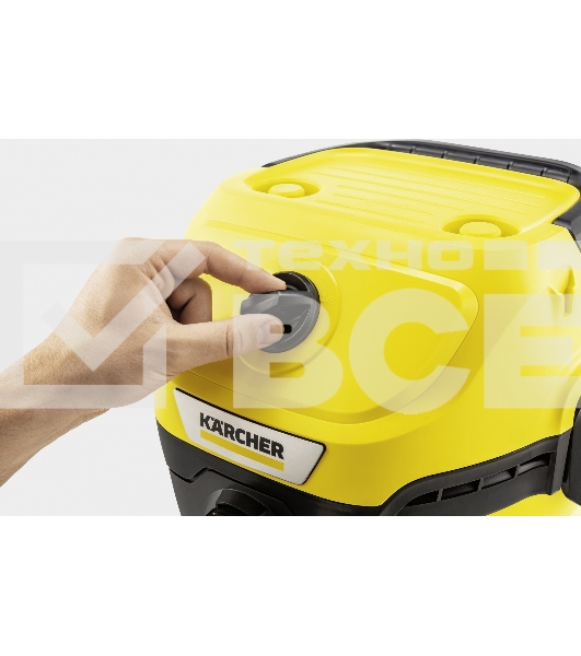 Строительный пылесос Karcher WD 3 S V-17/4/20 желтый, 1000 Вт, уборка сухая/сбор воды, пылесборник мешок/контейнер, 17 л