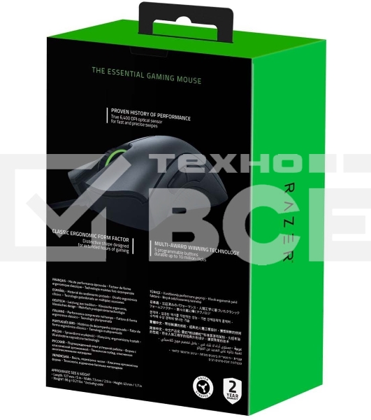 Мышь проводная Razer DeathAdder Essential черный, 6400 dpi, USB, кнопки - 5