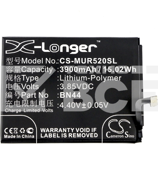 Аккумулятор CameronSinoCS-MUR520SL BN44 для Xiaomi Note 5 Dual, Redmi 5 Plus3.85V / 3900mAh / 15.02Wh