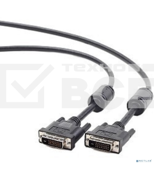 Кабель Кабель DVI-D dual link Gembird/Cablexpert , 25M/25M, 1.8м, черный, экран, феррит.кольца, пакет(CC-DVI2-BK-6)
