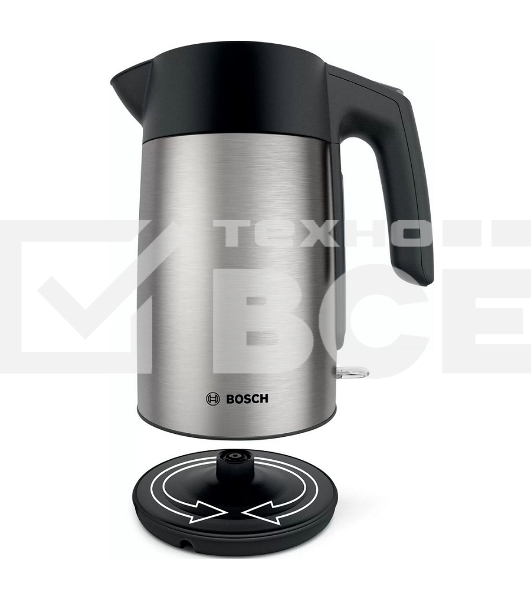 Чайник Bosch TWK7L460, 1,7л, 2400 Вт., нерж.сталь, шкала уровня воды