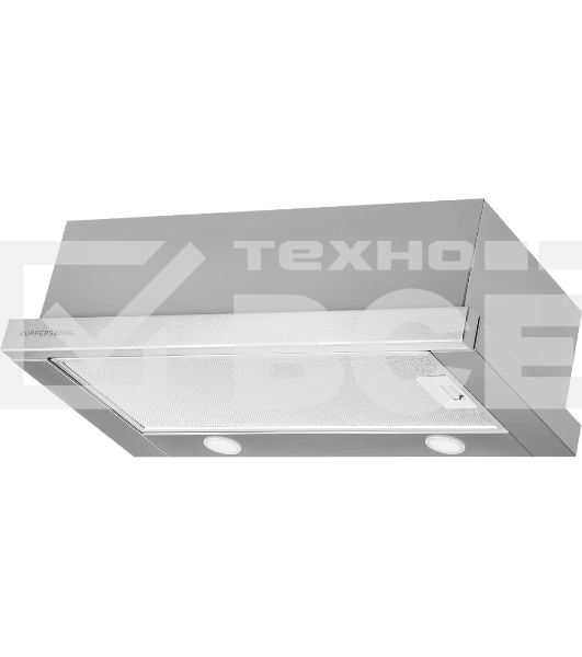 Вытяжка встраиваемая Kuppersberg Slimlux IV 60 X ширина 55,2 см, отвод/рециркуляция, 550 м3/час, механическое кнопочное управление, 3 скорости, светодиодное освещение 2х2 Вт, металлические жироулавливающие фильтры, угольный фильтр KF-Y (опция), цвет нержавеющая сталь, корпус серый