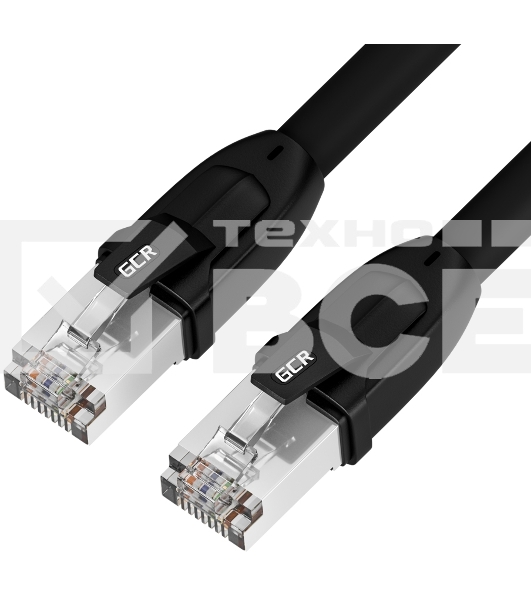 Патч-корд GCR PROF кат.8 ethernet 30.0m F/FTP, RJ45, CU, 26 AWG, литой, прямой, черный, экранированные коннекторы, GCR-52354
