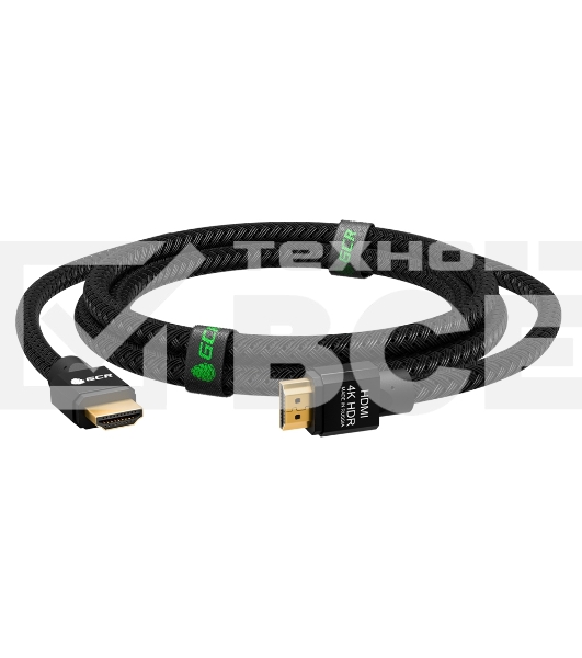 Кабель Greenconnect 1.0m HDMI версия 2.0, HDR 4:2:2, Ultra HD, 4K 60 fps 60Hz/5K*30Hz, 3D, AUDIO, 18.0 Гбит/с, 28/28 AWG, OD7.8mm, тройной экран, черный нейлон, AL корпус черный, GCR-51307