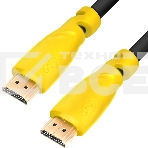 Кабель Greenconnect Кабель 1.5m v1.4 HDMI M/M черный, желтые коннекторы, OD7.3mm, 30/30 AWG, позолоченные контакты, Ethernet 10.2 Гбит/с, 3D, 4K , экран (GCR-HM340-1.5m), фото2