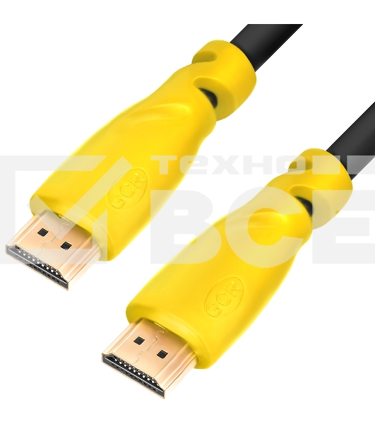 Кабель Greenconnect Кабель 1.5m v1.4 HDMI M/M черный, желтые коннекторы, OD7.3mm, 30/30 AWG, позолоченные контакты, Ethernet 10.2 Гбит/с, 3D, 4K , экран (GCR-HM340-1.5m)