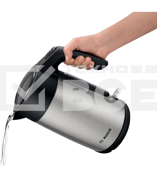 Чайник Bosch TWK7L460, 1,7л, 2400 Вт., нерж.сталь, шкала уровня воды