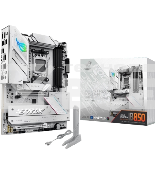 Материнская плата ASUS ROG STRIX B850-A GAMING WIFI, AM5, AMD B850, 4xDDR5, 2xSATA, 4xM.2, 1xPCIe 5.0 x16, 1xPCIe 4.0 x16, 1xPCIe x4, 1xDP, 1xHDMI, 1x2.5Gb LAN, 1xUSB-C 20Gbps, 1xUSB-C 10Gbps, 2xUSB-A 10Gbps, 4xUSB 5Gbps, 2xUSB-A 2.0, 3x3.5 мм, 7.1, ATX