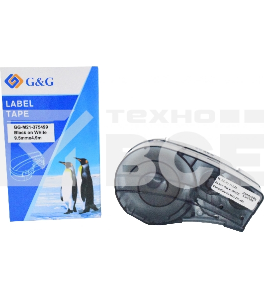 Картридж ленточный G&G GG-M21-375499 черный на белом 9.5x4.9 для Brady BMP21-PLUS, BMP21-LAB