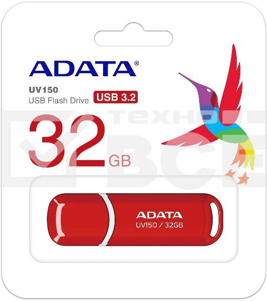 Флэш диск ADATA Flash Drive 32Gb UV150 AUV150-32G-RRD {USB3.0, Red}