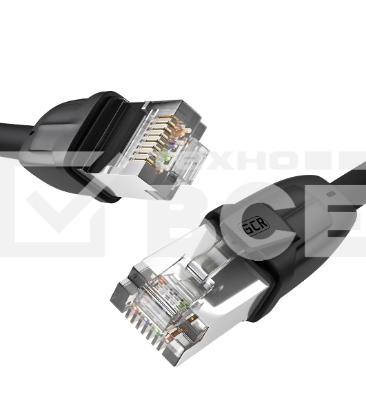 Патч-корд GCR PROF кат.8 ethernet 30.0m F/FTP, RJ45, CU, 26 AWG, литой, прямой, черный, экранированные коннекторы, GCR-52354