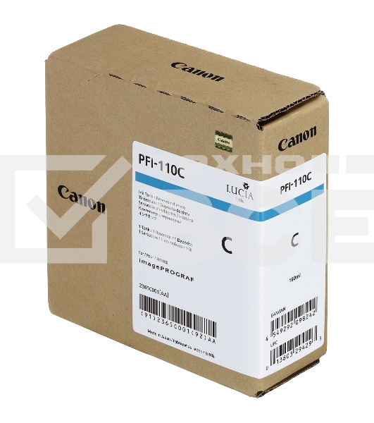 Картридж струйный Canon PFI-110 C 2365C001 голубой (160мл) для Canon TX-2000/TX-3000/TX-4000