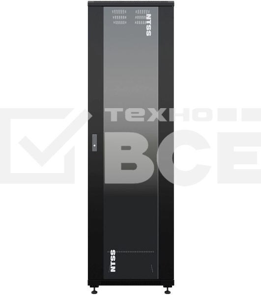 Шкаф серверный NTSS Премиум (NTSS-R42U80100GS-BL) напольный 42U 800x1000мм пер.дв.стекл металл 900кг черный 910мм 160кг 1987мм IP20 сталь