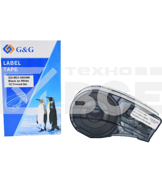 Картридж ленточный G&G GG-M21-500499 черный на белом 12.7x4.9 для Brady BMP21-PLUS, BMP21-LAB