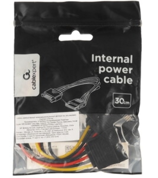 Удлинитель кабеля питания SATA Cablexpert CC-SATAMF-01, 15pin(M)/15pin(F), 30 см