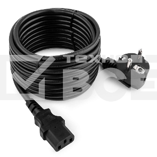 Кабель Gembird Power 250V 10A EUR, VDE Кабель питания сетевой, Евровилка, заземление, 5m (PC-186-VDE-5M)