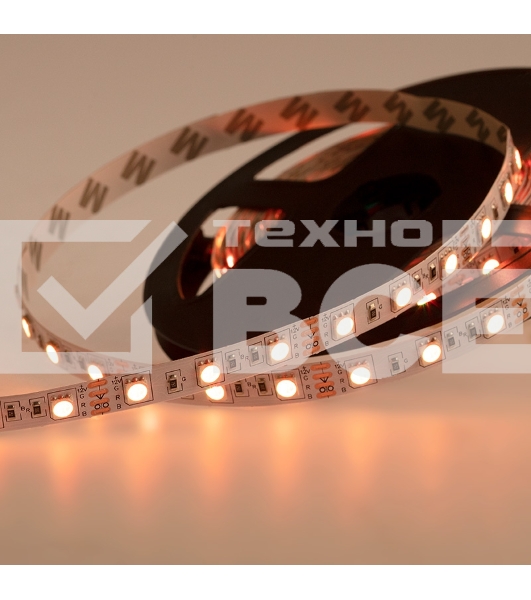 Лента LED открытая, 10 мм, IP23, SMD 5050, 60 LED/m, 12 V, цвет свечения RGB