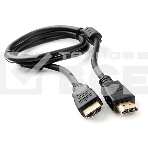 Кабель HDMI Cablexpert CCF2-HDMI4-1M, 19M/19M, v2.0, медь, позол.разъемы, экран, 2 фер.кольца, 1м, черный, пакет, фото 1