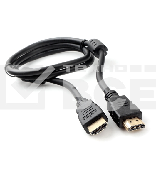 Кабель HDMI Cablexpert CCF2-HDMI4-1M, 19M/19M, v2.0, медь, позол.разъемы, экран, 2 фер.кольца, 1м, черный, пакет