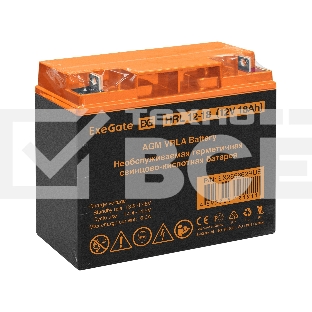 Аккумуляторная батарея ExeGate EX285662RUS HRL 12-18 (12V 18Ah, клеммы F3 (болт М5 с гайкой))