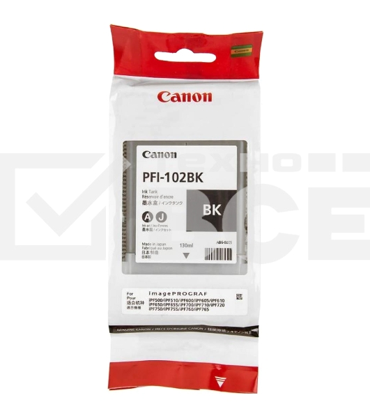 Картридж струйный Canon PFI-102Bk (0895B001) черный (130 мл.) для Canon iPF605, iPF610, iPF650, iPF655, iPF710, iPF750, iPF755, LP17, iPF510