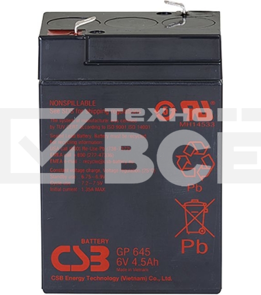 Батарея CSB GP 645 (6V, 4.5Ah)