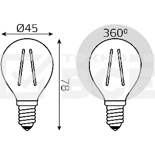 Лампа светодиодная Filament Шар E14 5Вт 4100К GAUSS 105801205