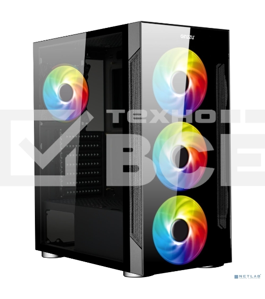 Компьютерный корпус Ginzzu CL280 FAN 12CM RGb*4 USB3.0 Window