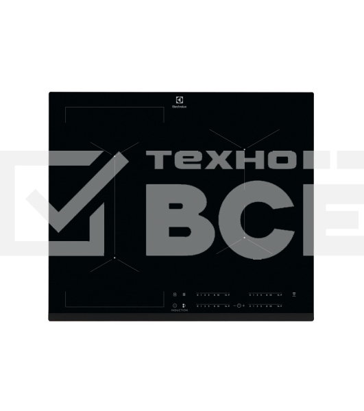 Индукционная варочная панель Electrolux CIV634 на 4 конфорки, cтеклокерамика, мощность: 7200 Вт, независимая установка, слайдерное управление,размеры (ШхГ): 59x52 см