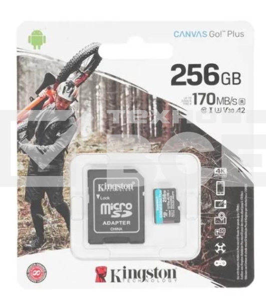 Карта памяти Kingston 256GB microSDXC Canvas Go Plus 170R A2 U3 V30 Card + ADP EAN: 740617301250