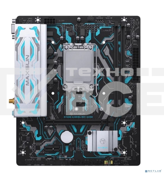 Материнская плата Maxsun MS-B760M GAMING WIFI GANK V2, LGA 1700, Intel B760, 2xDDR5, 4xSATA, 1xM.2, 1xPCIe 4.0 x16, 1xPCIe 3.0 x4, 1xHDMI, 1xVGA, 1x1Gb LAN, 2xUSB 3.2 Gen 2, 4xUSB 2.0, Bluetooth, Wi-Fi 802.11ax, 7.1, Micro-ATX