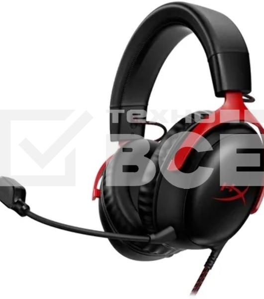 Наушники с микрофоном HyperX Cloud III черный/красный 1.2м мониторные оголовье (727A9AA)