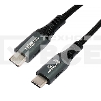 Кабель USB2.0 Cablexpert ССP-USB2.0-240W-1M Type-C/Type-C, 5А, 240Вт, PD3.1/QC4.0, медь, алюминиевые коннекторы, оплетка, 1м, черный, пакет, фото2