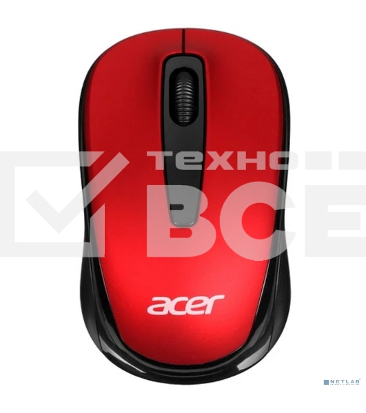 Мышь беспроводная Acer OMR136 красный, 1000 dpi, радиоканал, USB, кнопки - 3
