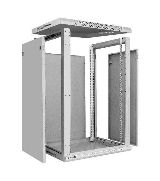 Шкаф телекоммуникационный 19' настенный 18U ExeGate EC-WM-18U.600.M.GREY (19”, 18U, 600x600x901mm (ШхГхВ), передняя дверь металл, съемные боковые панели, пыле- и влагозащита IP23, светло-серый RAL 7035)