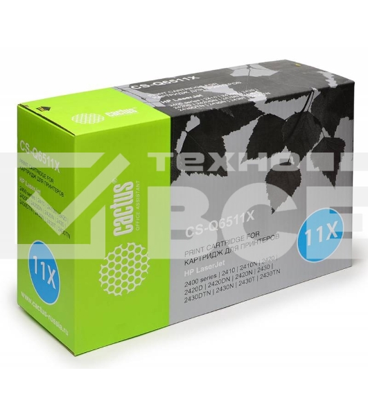 Картридж лазерный Cactus CS-Q6511X черный (12000 стр.) для HP LaserJet 2410/2420/2420DN/2430