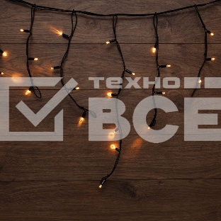 Гирлянда Neon-night Айсикл (Бахрома) светодиодная 5х0,7 м, 152 LED, черный провод каучук, теплое белое свечение