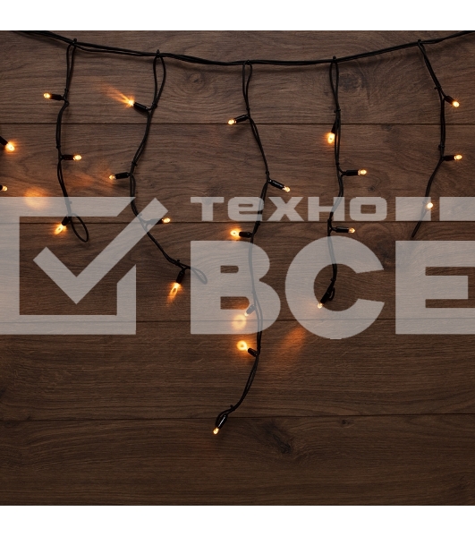 Гирлянда Neon-night Айсикл (Бахрома) светодиодная 5х0,7 м, 152 LED, черный провод каучук, теплое белое свечение