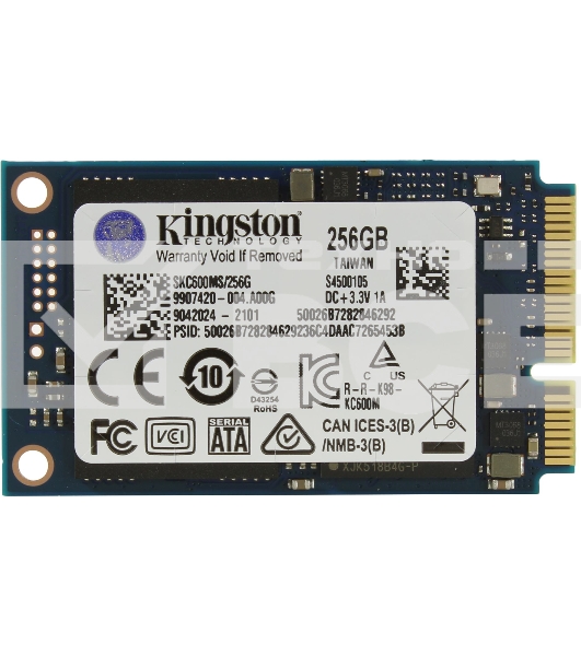 Накопитель SSD Kingston KC600, 256GB, mSATA, R/W 550/500