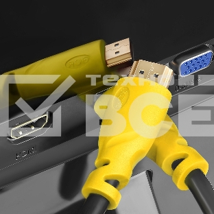 Кабель Greenconnect Кабель 1.5m v1.4 HDMI M/M черный, желтые коннекторы, OD7.3mm, 30/30 AWG, позолоченные контакты, Ethernet 10.2 Гбит/с, 3D, 4K , экран (GCR-HM340-1.5m)