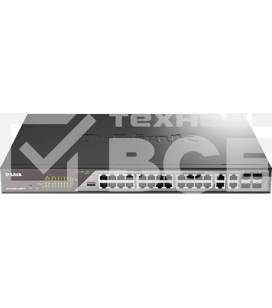 Сетевой коммутатор Smart L2 Surveillance Switch 24х1000Base-T PoE (8 PoE ports 802.3bt 90W), 4xCombo 1000Base-T PoE/SFP, PoE Budget 518W, Long-range PoE up to 250m
