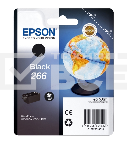 Картридж струйный Epson T266 (C13T26614010) черный (250 стр) для WF-100