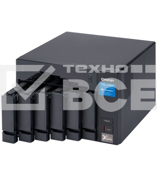 Сетевое хранилище без дисков SMB QNAP TVS-672XT-i3-8G 6-Bay NAS, Intel Core i3-8100T 4-core 3.1 GHz Processor, 8GB DDR4 RAM (max 32GB RAM), 6x 2.5