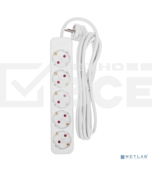 Удлинитель STANDARD 5 гнезд, 3м, 3х1,0мм², с/з, белый Rexant