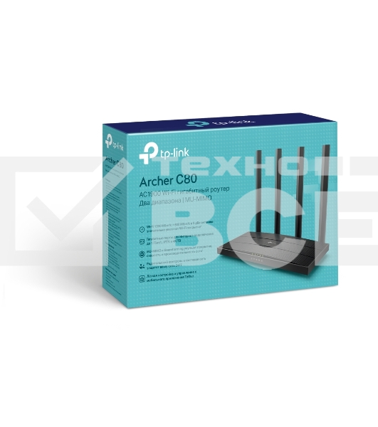 Роутер беспроводной TP-Link Archer C80 AC1900 10/100/1000BASE-TX черный