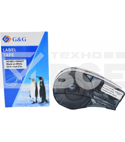 Картридж ленточный G&G GG-M21-1000427 черный на белом 25.4x4.27 для Brady BMP21-PLUS, BMP21, BMP21-LAB