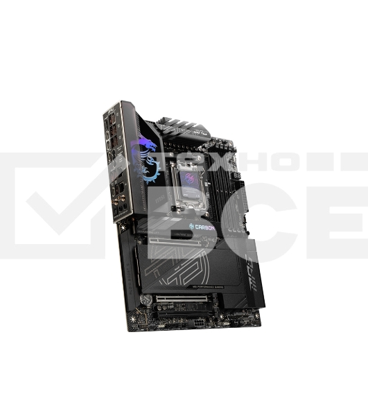 Материнская плата MSI MPG X870E CARBON WIFI, AM5, AMD X870E, 4xDDR5, 4xSATA, 4xM.2, 1xPCIe 5.0 x16, 1xPCIe 5.0 x4, 1xPCIe 4.0 x4, 1xHDMI, 2xUSB-C, 2x1Gb LAN, 9xUSB 3.2 Gen 2, 2xUSB4, 2x3.5 мм, 7.1, ATX